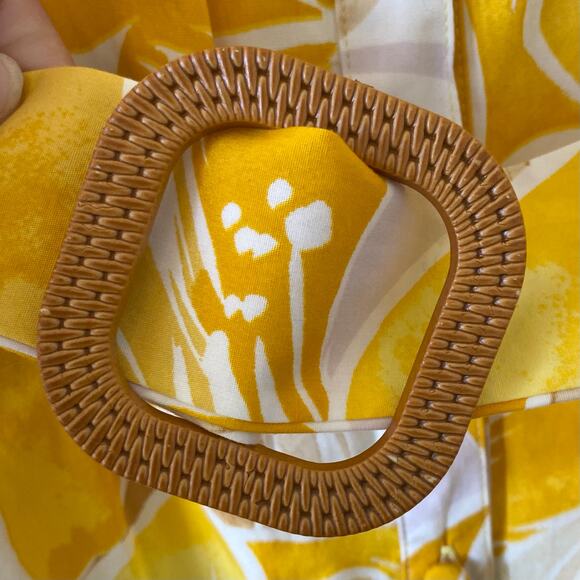 NEW VINCE CAMUTO Yellow Floral Belted Button Down Shirt Dress Size 12 Chic - Picture 5 of 8